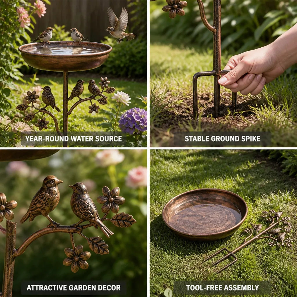 Bird Bath Decorative Metal Basin Ground Spike
