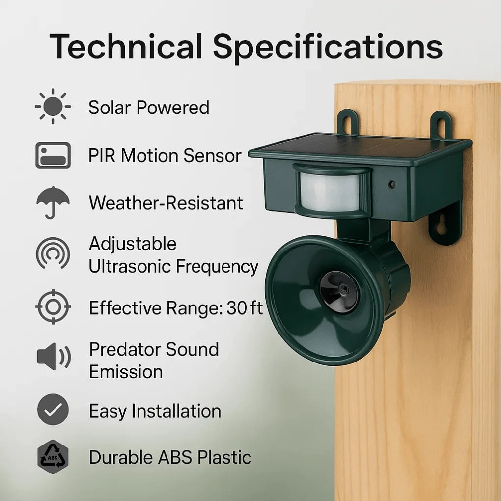 Bird Deterrent Motion-Activated Sound Solar-Powered Weather-Resistant