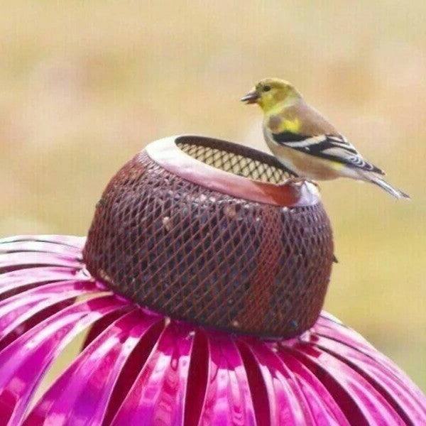 Bird Feeder Coneflower Design Metal Easy-Lift Lid