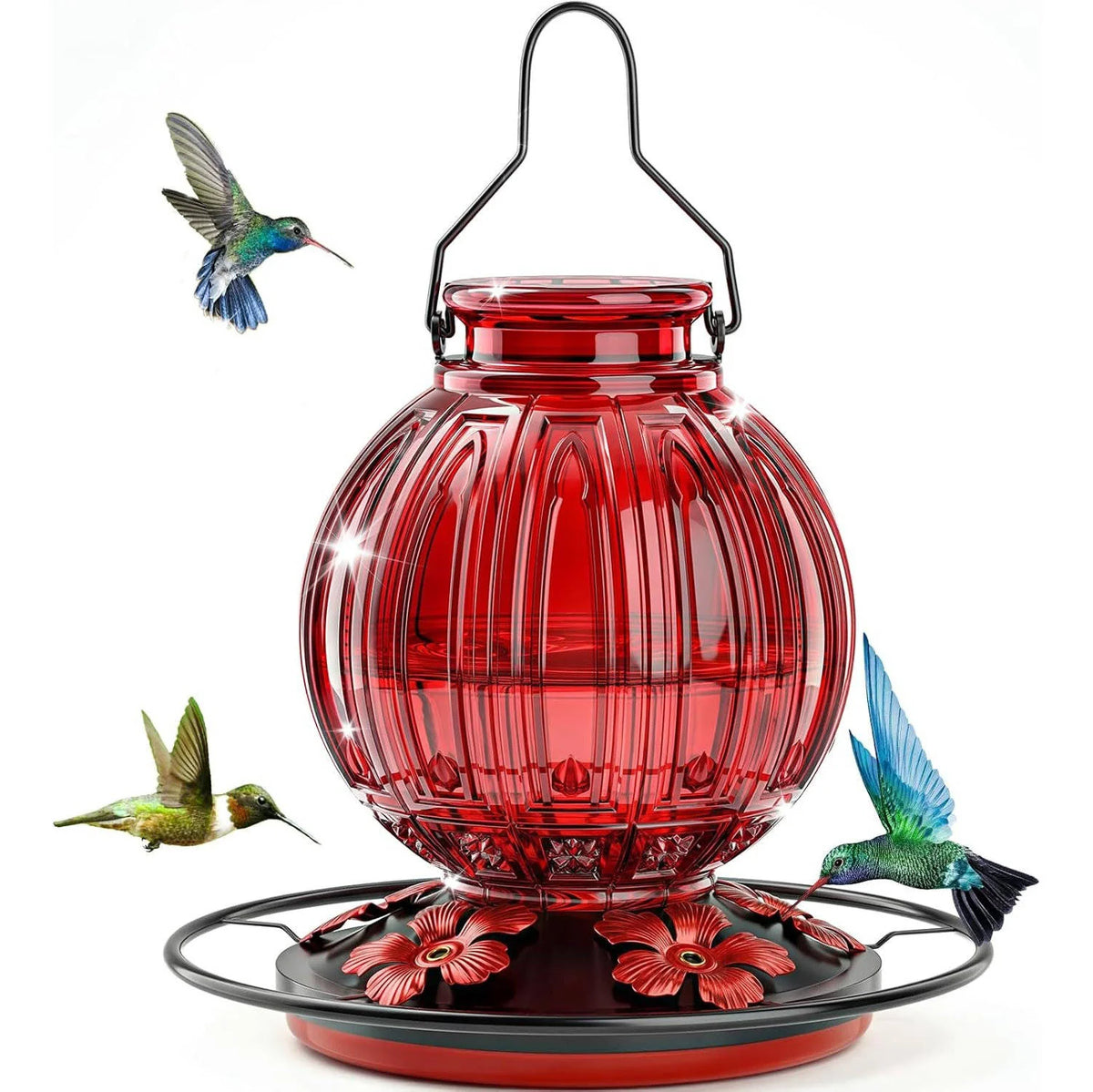 Bird Feeder Glass Leakproof Metal Ports