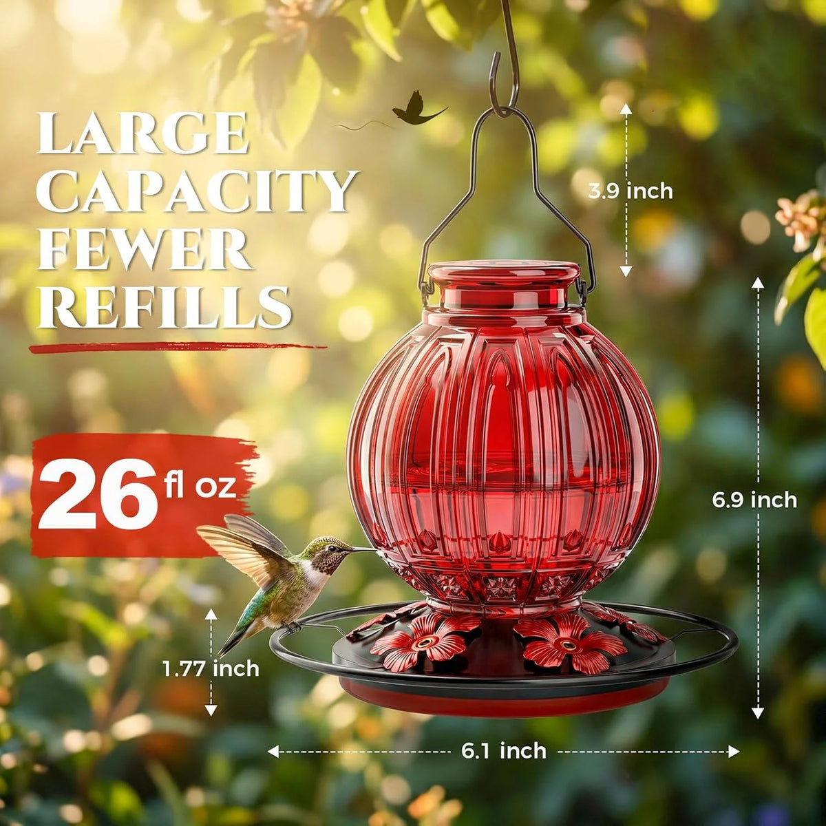 Bird Feeder Glass Leakproof Metal Ports
