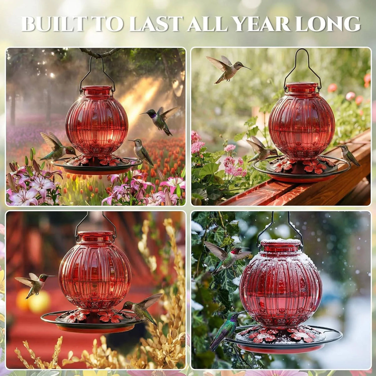 Bird Feeder Glass Leakproof Metal Ports