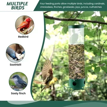 Bird Feeder Squirrel-Deterrent Spinning Perch Four Feeding Openings