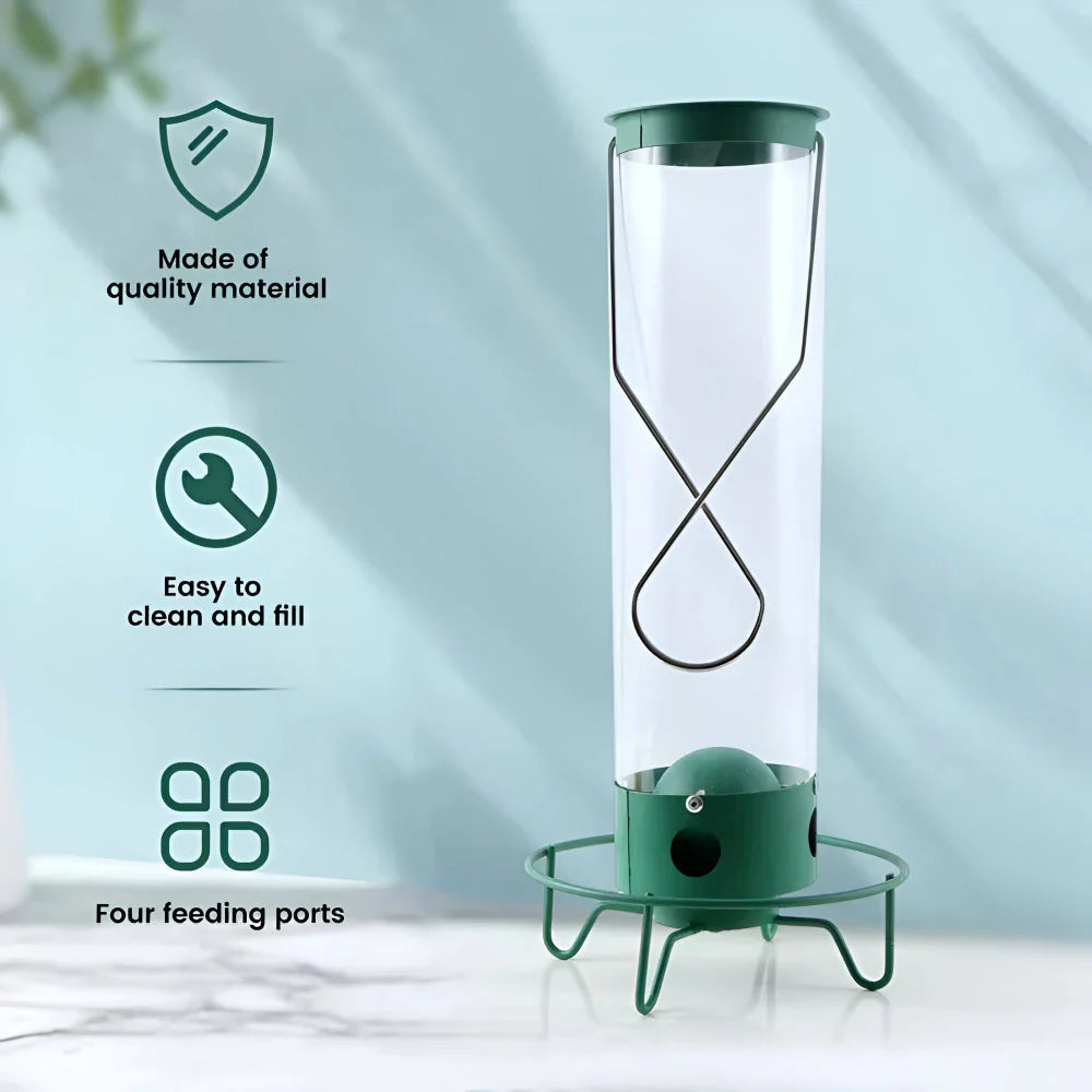 Bird Feeder Weight-Activated Chew-Resistant Metal Tube