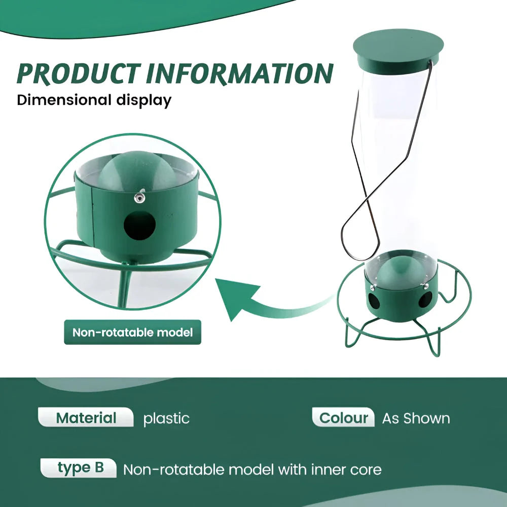 Bird Feeder Weight-Activated Chew-Resistant Metal Tube