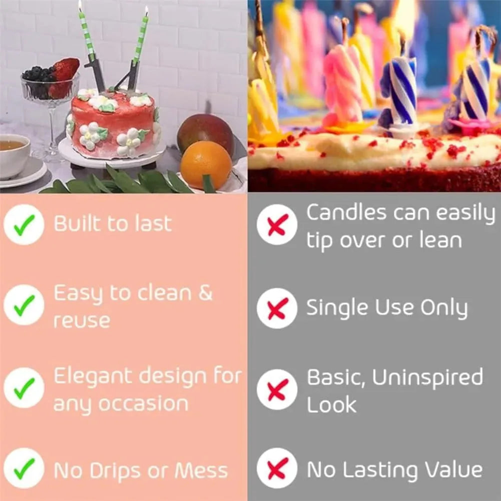 Birthday Candle Holder Set Reusable Aluminum Numbers 1–10
