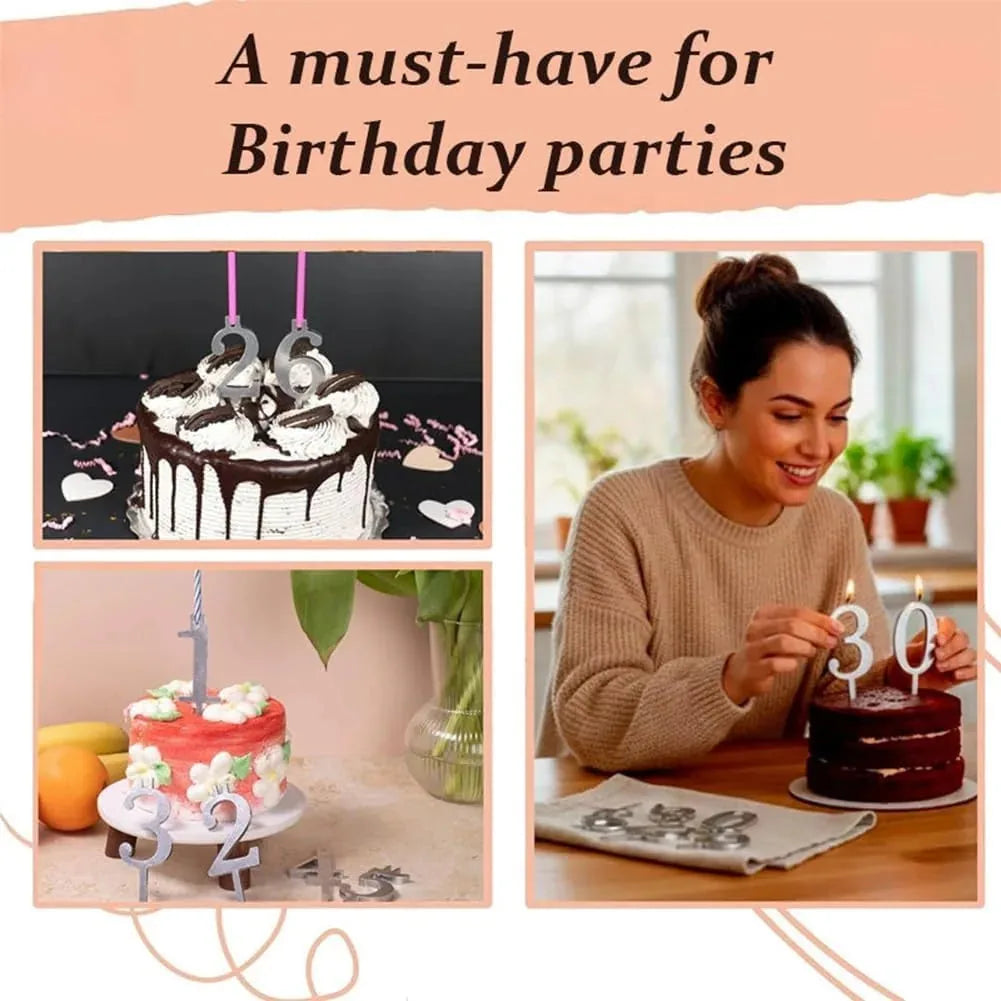 Birthday Candle Holder Set Reusable Aluminum Numbers 1–10