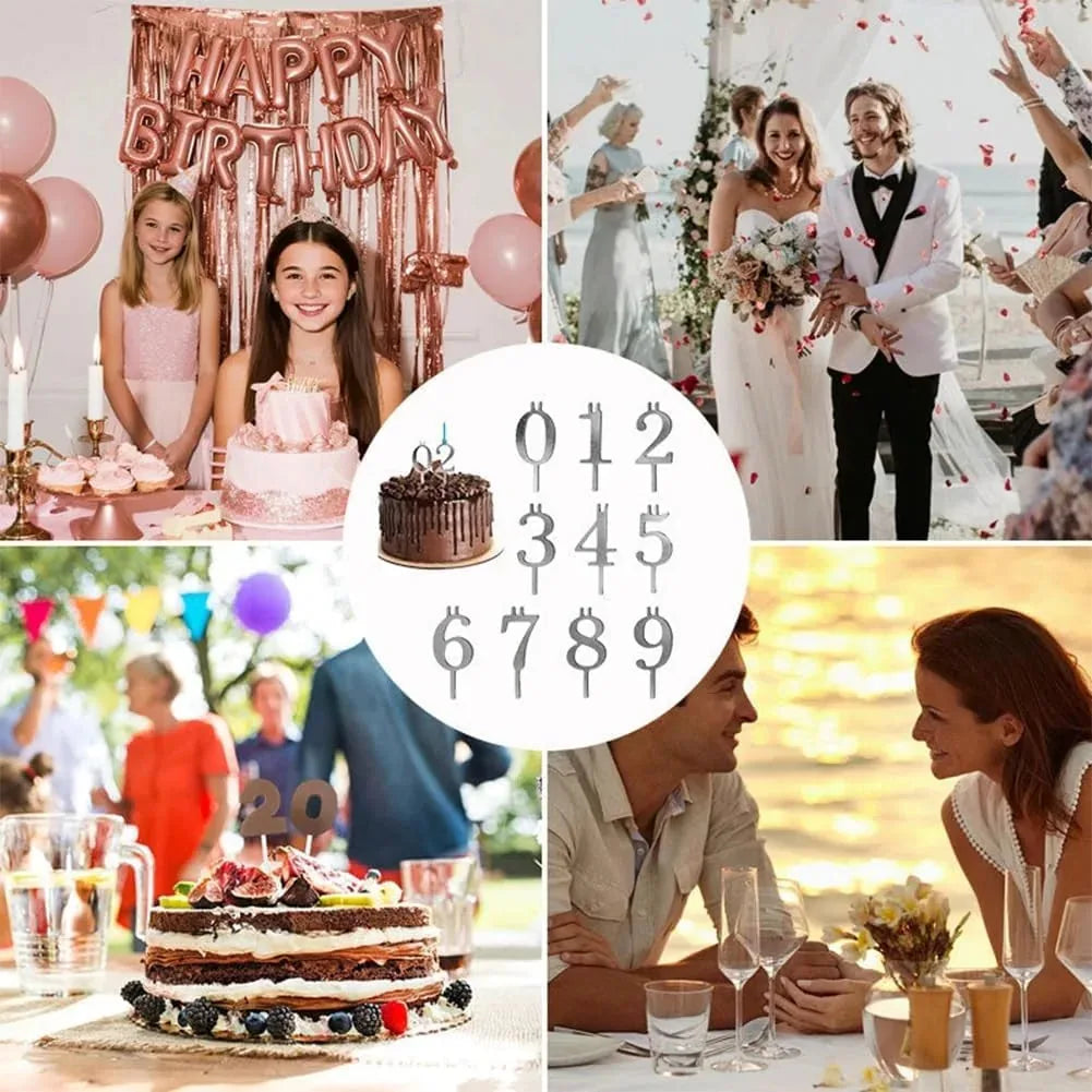 Birthday Candle Holder Set Reusable Aluminum Numbers 1–10