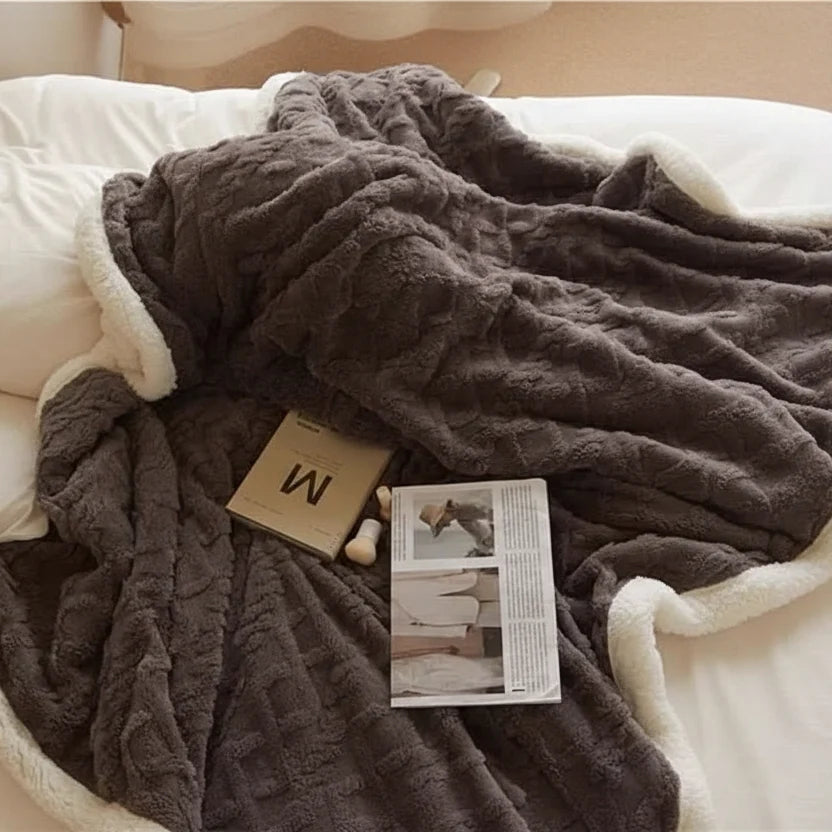 Blanket Lambswool & Microfiber Flannel Double-Sided Machine Washable