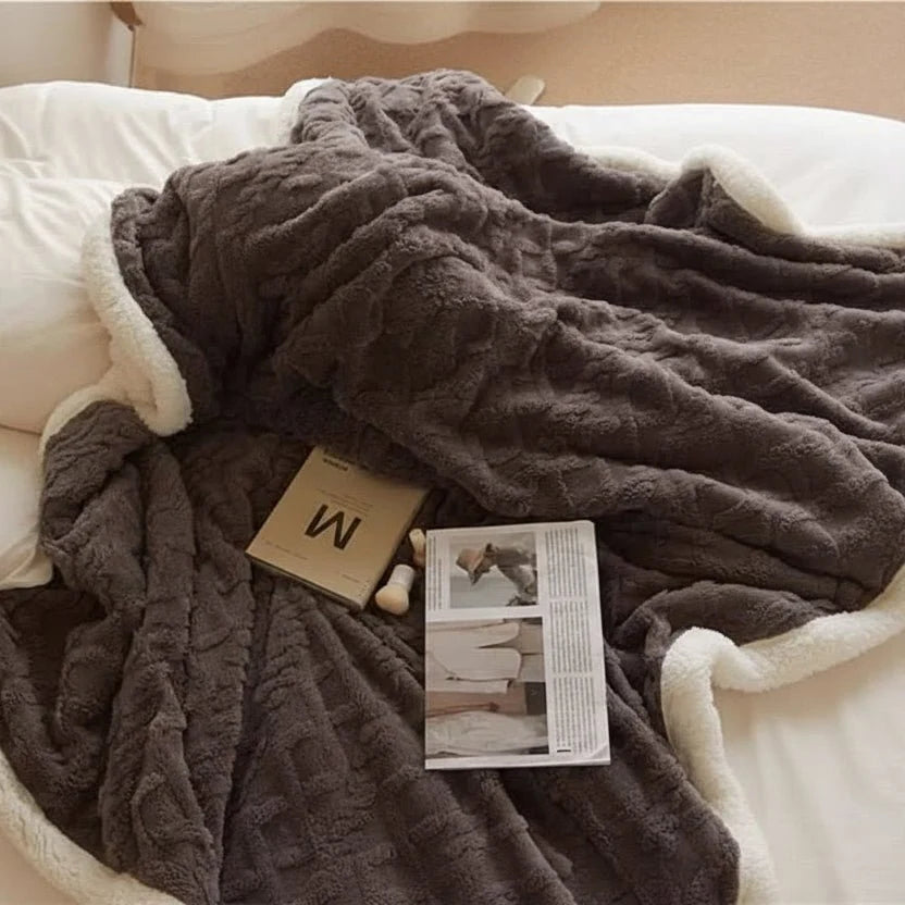 Blanket Lambswool & Microfiber Flannel Double-Sided Machine Washable