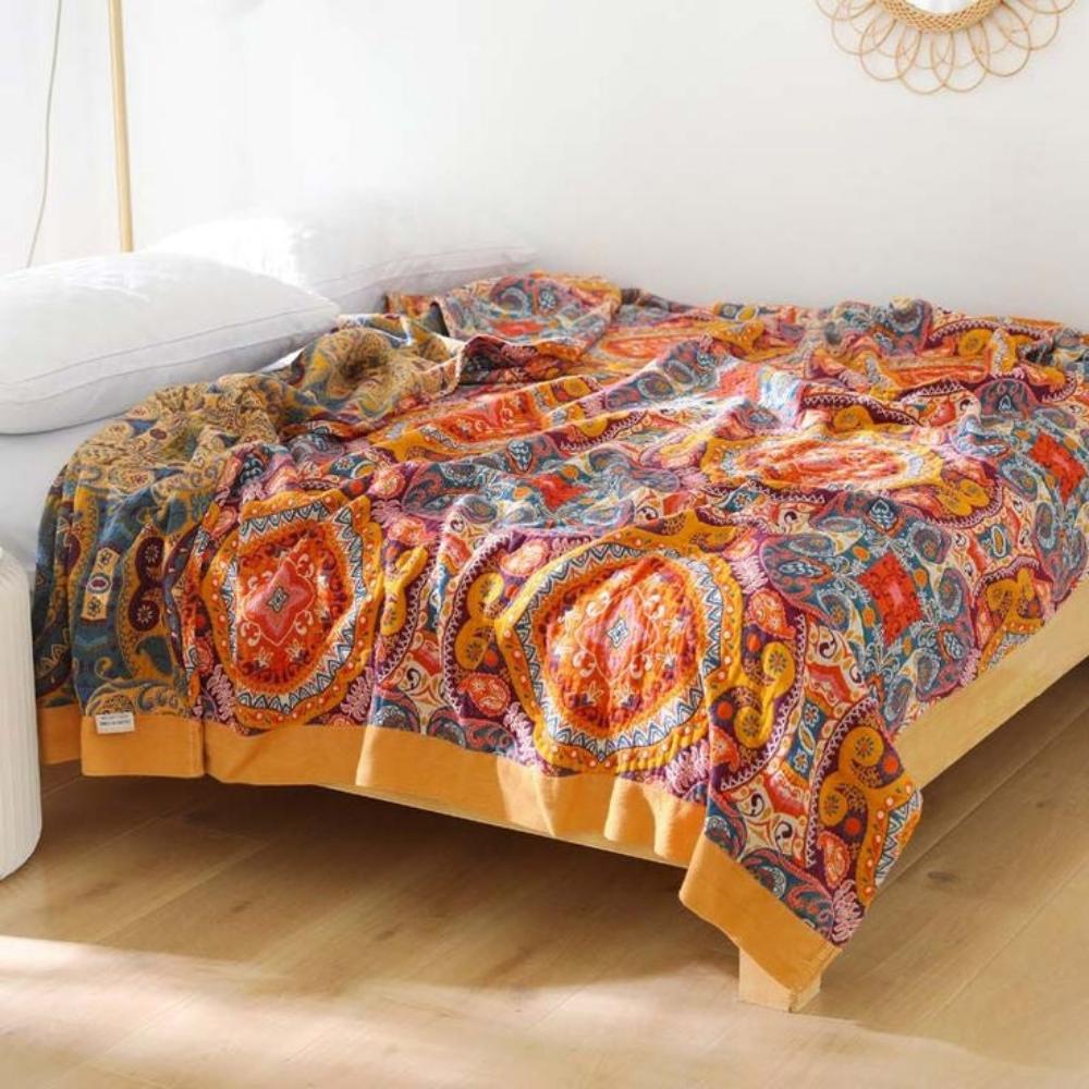 Blanket Reversible Cooling & Soft Boho Print Machine Washable