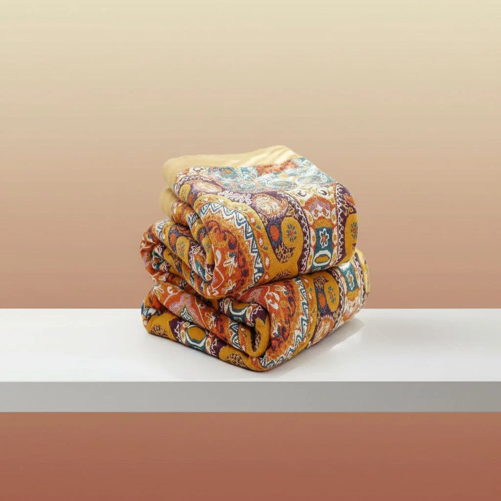 Blanket Reversible Cooling & Soft Boho Print Machine Washable