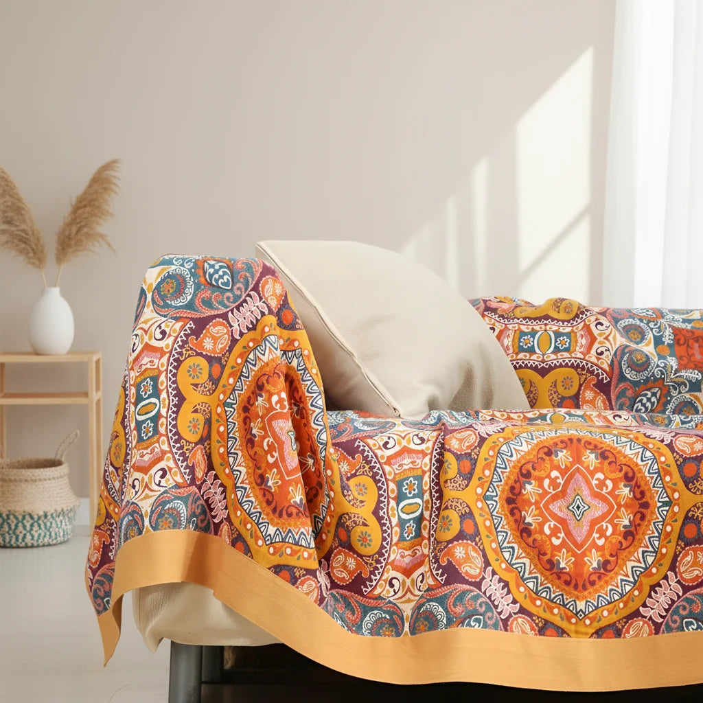 Blanket Reversible Cooling & Soft Boho Print Machine Washable