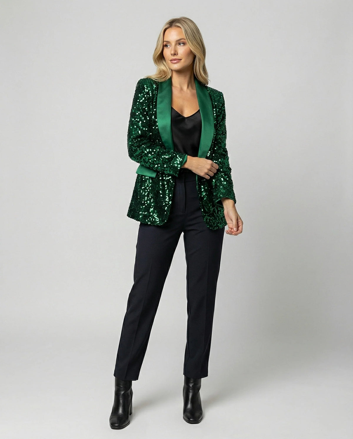 Blazer All-Over Glitter Classic Lapel Collar