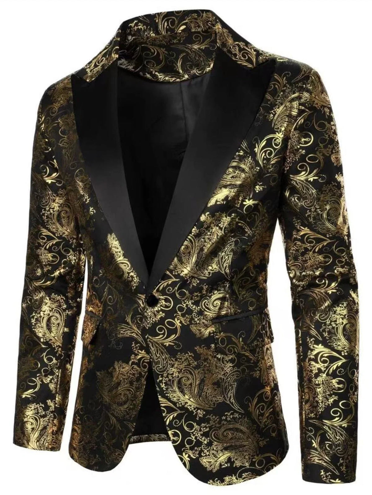 Blazer Jacquard Satin Woven Paisley Relaxed Fit