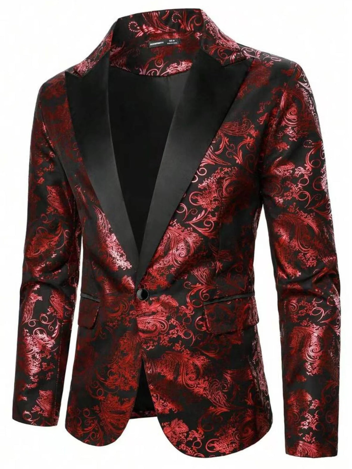 Blazer Jacquard Satin Woven Paisley Relaxed Fit