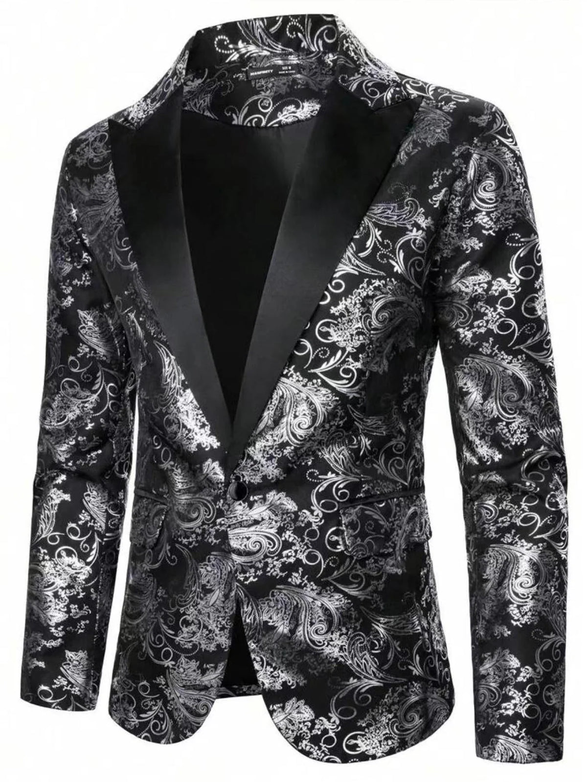 Blazer Jacquard Satin Woven Paisley Relaxed Fit
