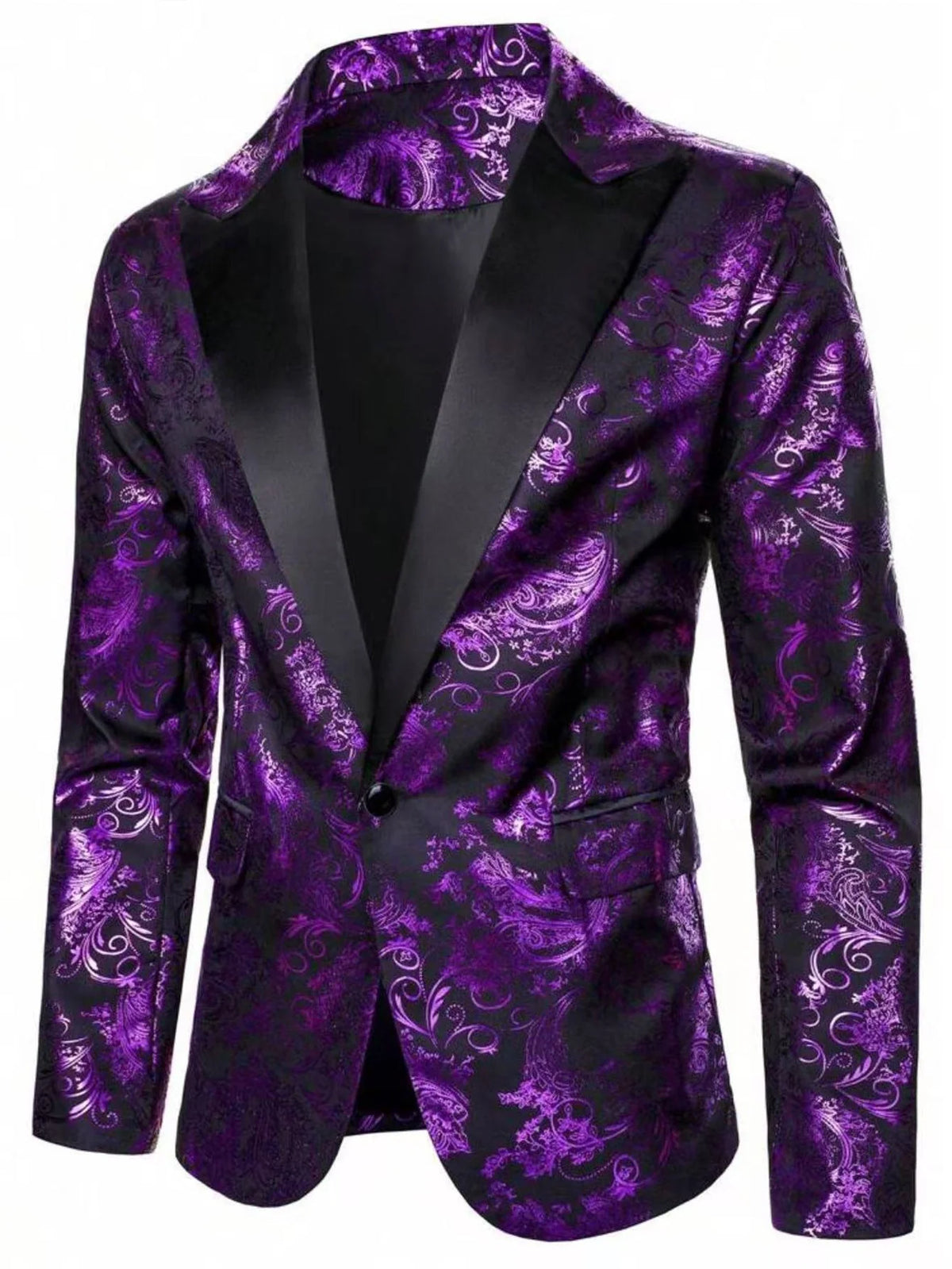 Blazer Jacquard Satin Woven Paisley Relaxed Fit