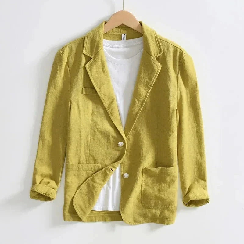 Blazer Unstructured Lightweight Single-Button Textured Weave & Patch Pockets
