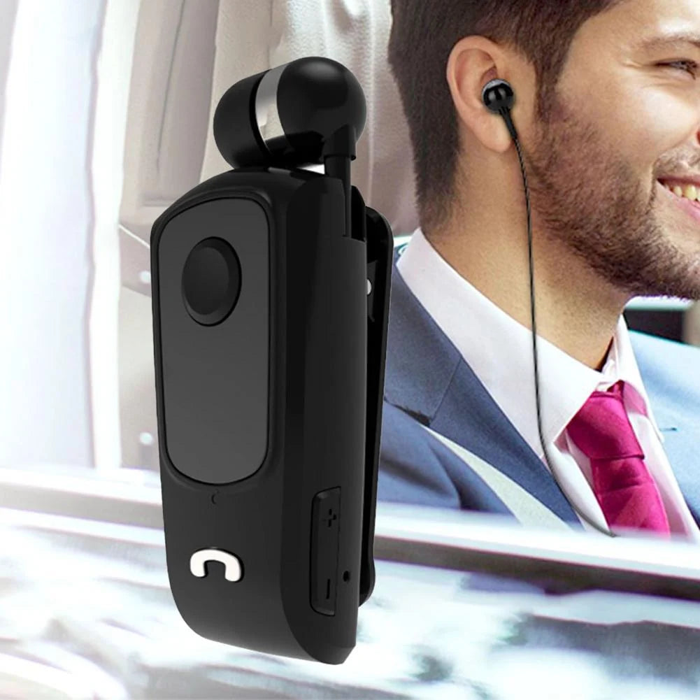 Bluetooth Earpiece Retractable Cord Clip-On Design Noise Reduction