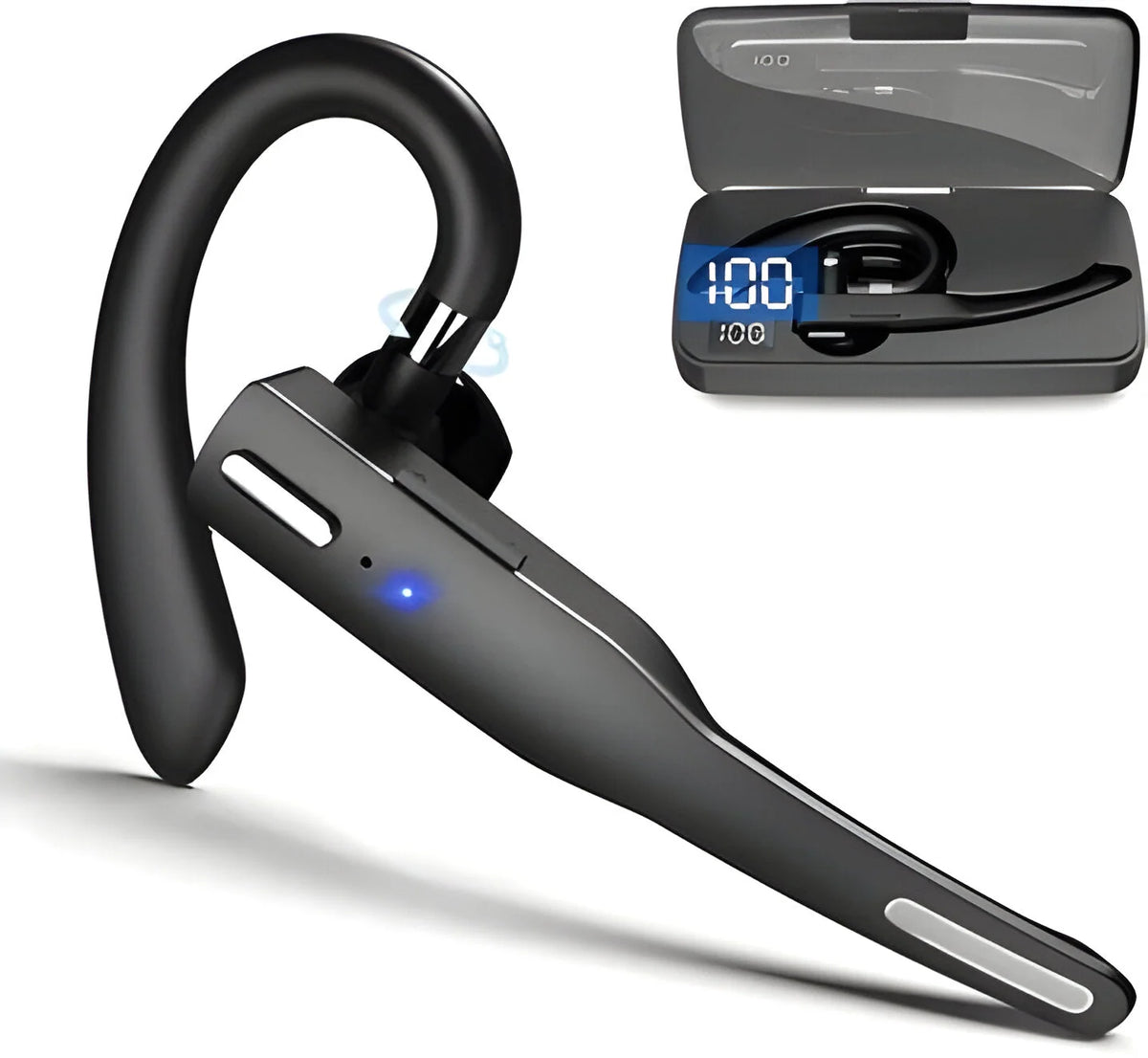 Bluetooth Headset Dual-Mic Noise Filtering Charging Case