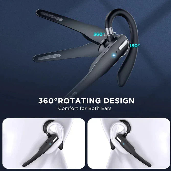 Bluetooth Headset Noise-Cancelling Dual Microphones 25-Hour Talk Time