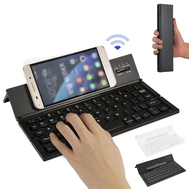 Bluetooth Keyboard Built-In Device Stand Foldable Wireless Design