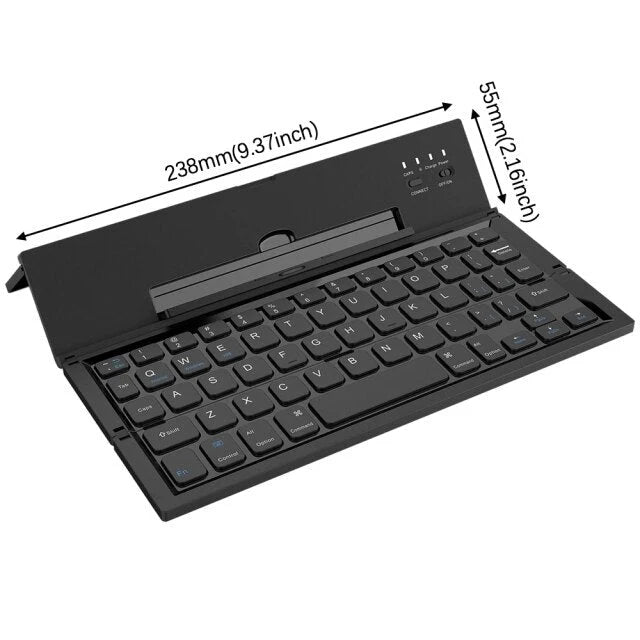 Bluetooth Keyboard Built-In Device Stand Foldable Wireless Design