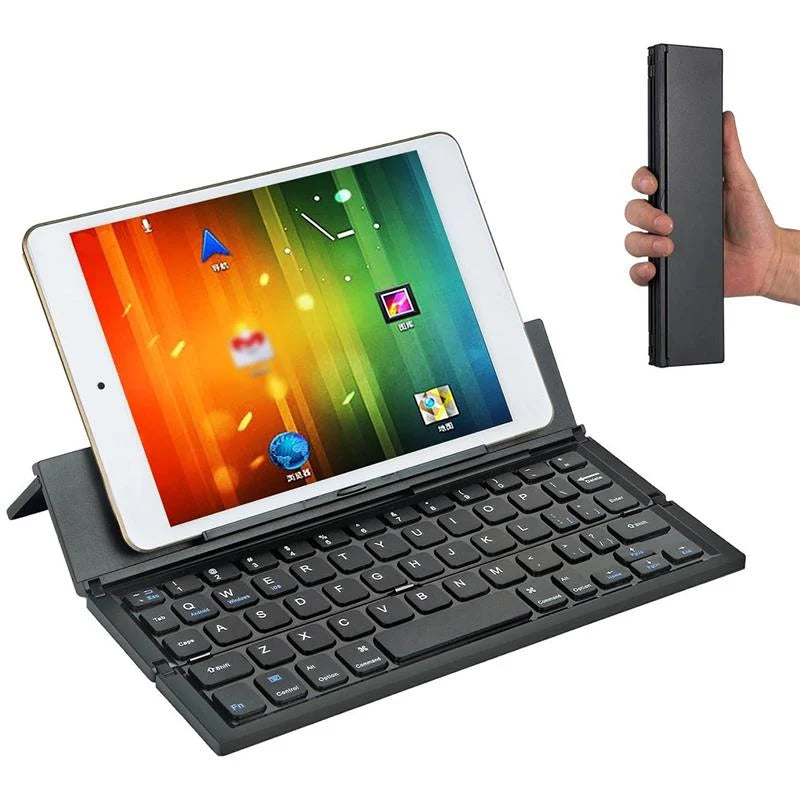 Bluetooth Keyboard Built-In Device Stand Foldable Wireless Design