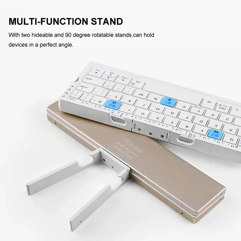 Bluetooth Keyboard Foldable Magnetic Stand Rechargeable Battery