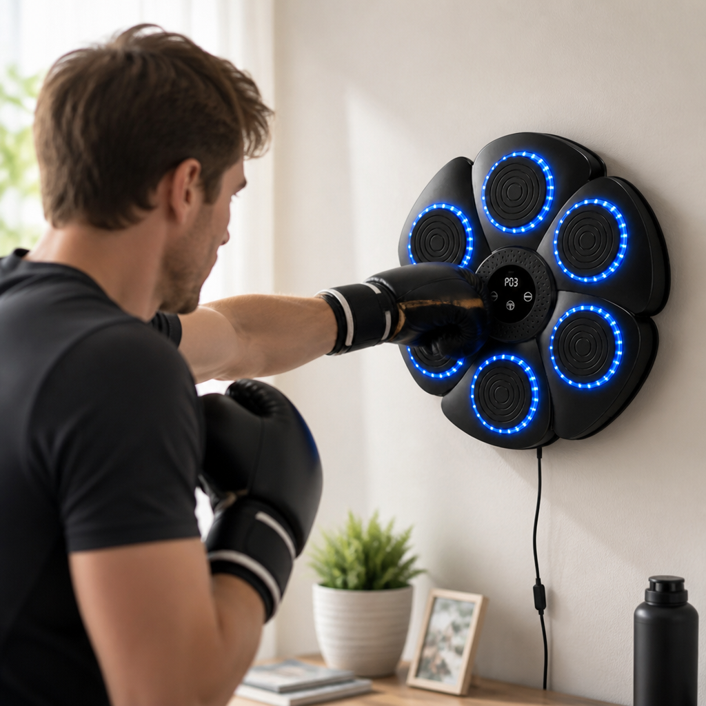 Bluetooth Music-Synced LED Boxing Trainer (Includes Gloves)
