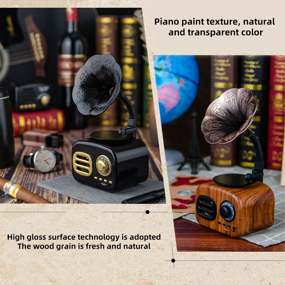 Bluetooth Speaker Retro Phonograph Design TF Card Playback