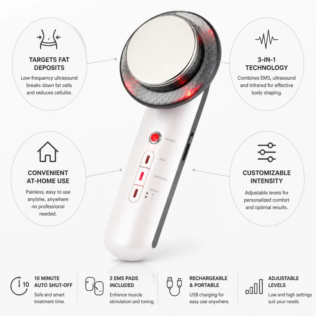 Body Slimmer 3-In-1 EMS Ultrasound & Infrared Rechargeable