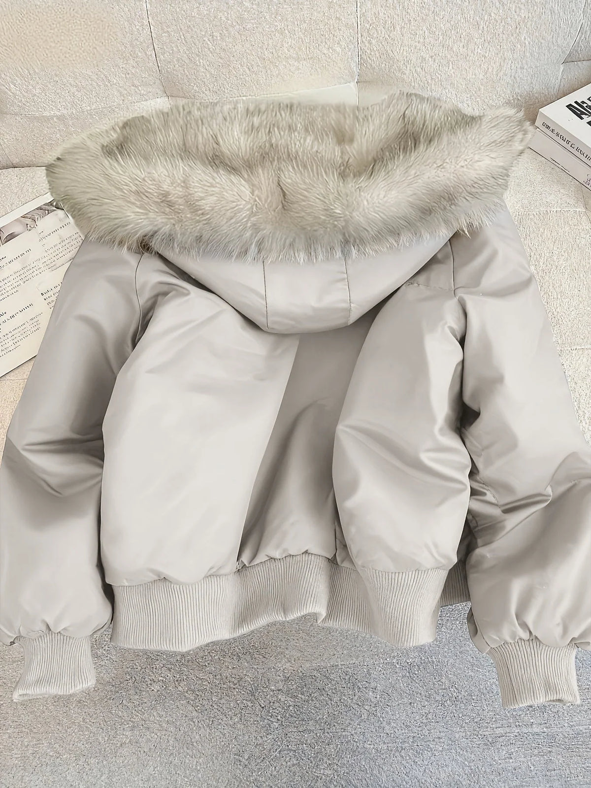 Bomber Jacket Faux Fur Warm Structured Fit