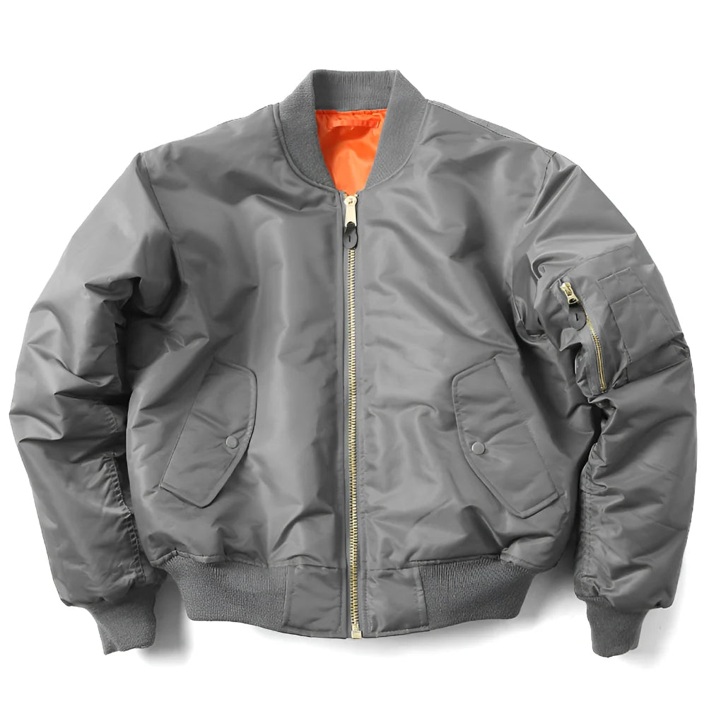 Bomber Jacket Polyester Wind-Resistant Shell Ribbed Trim
