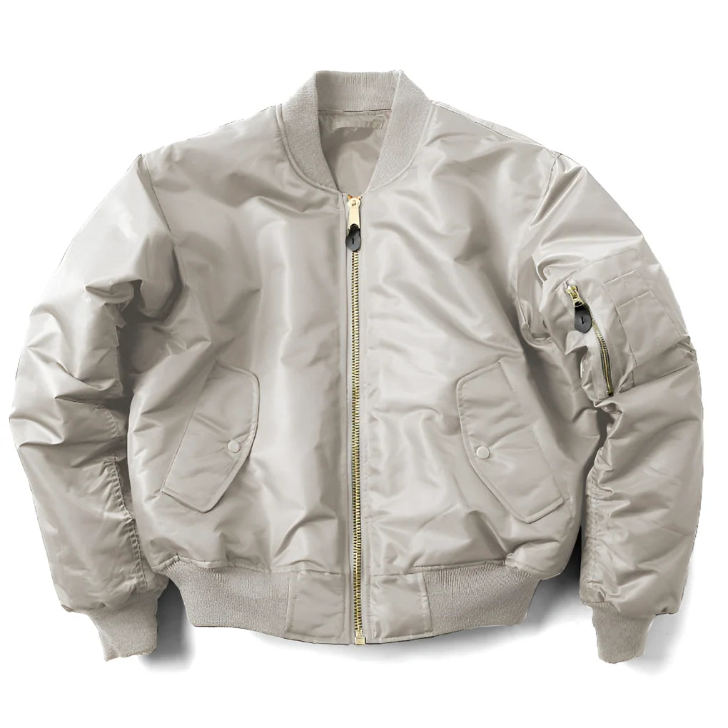 Bomber Jacket Polyester Wind-Resistant Shell Ribbed Trim
