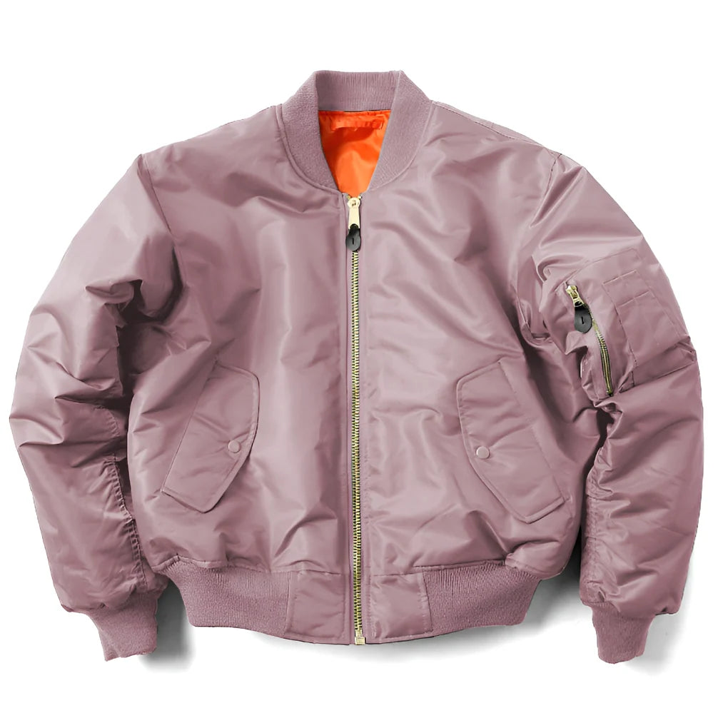 Bomber Jacket Polyester Wind-Resistant Shell Ribbed Trim