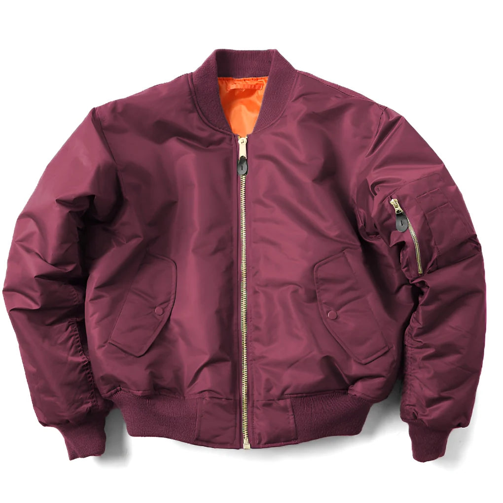 Bomber Jacket Polyester Wind-Resistant Shell Ribbed Trim
