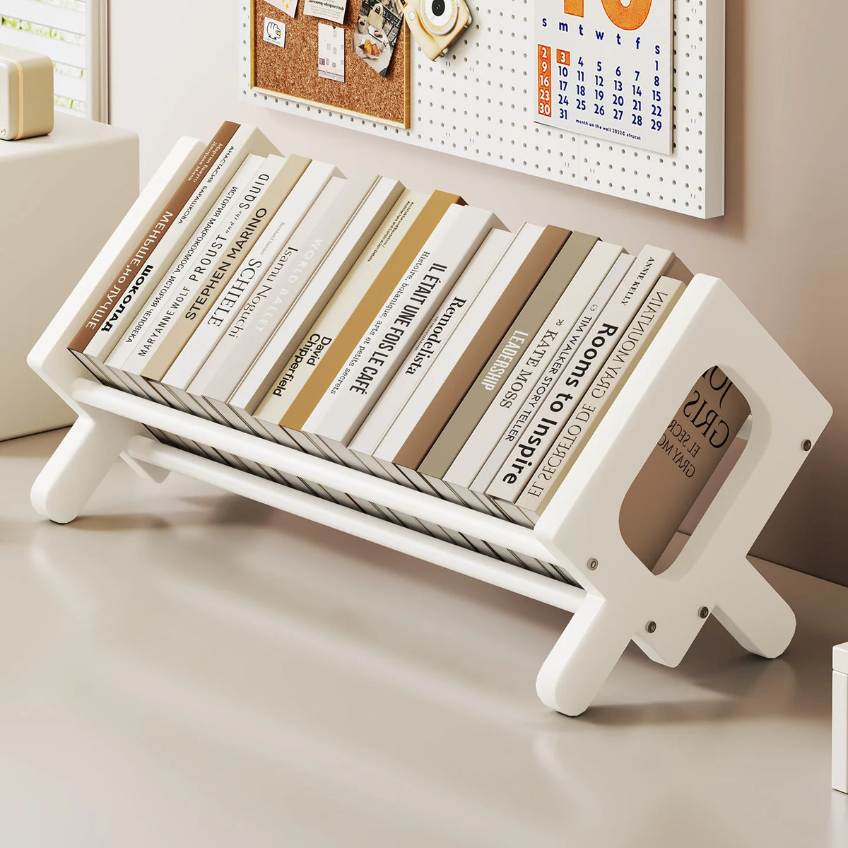 Book And Magazine Stand Bamboo Angled Non-Slip Rails
