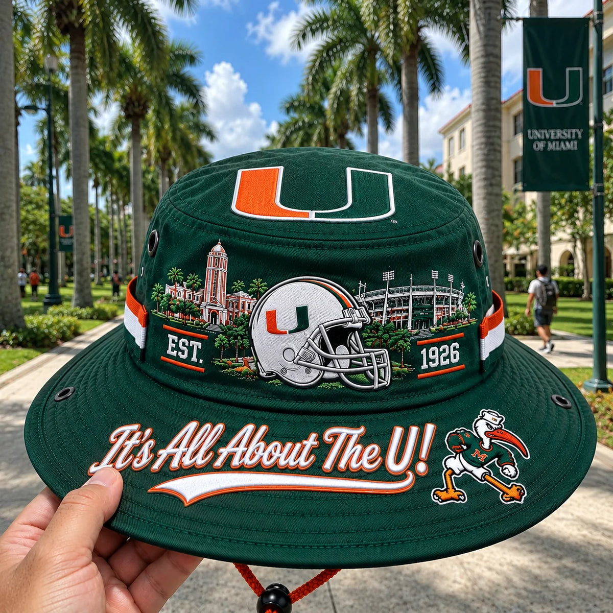 Boonie Hat Football Graphic Wide Brim Adjustable Chin Cord