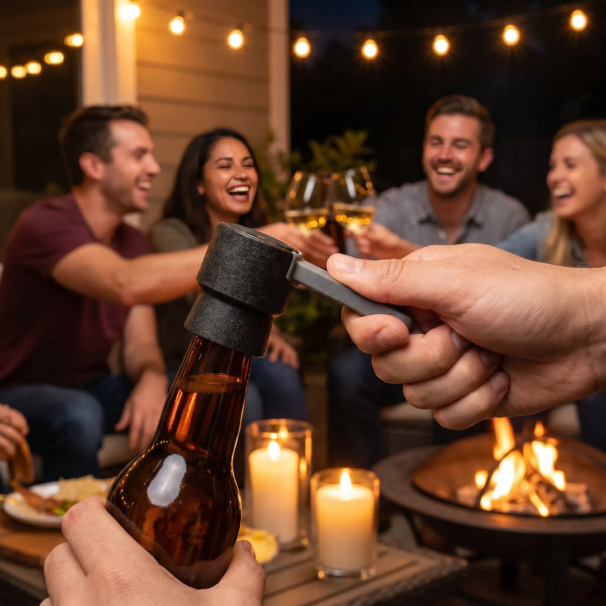 Bottle Opener 2-In-1 Spring-Loaded Cap Launcher