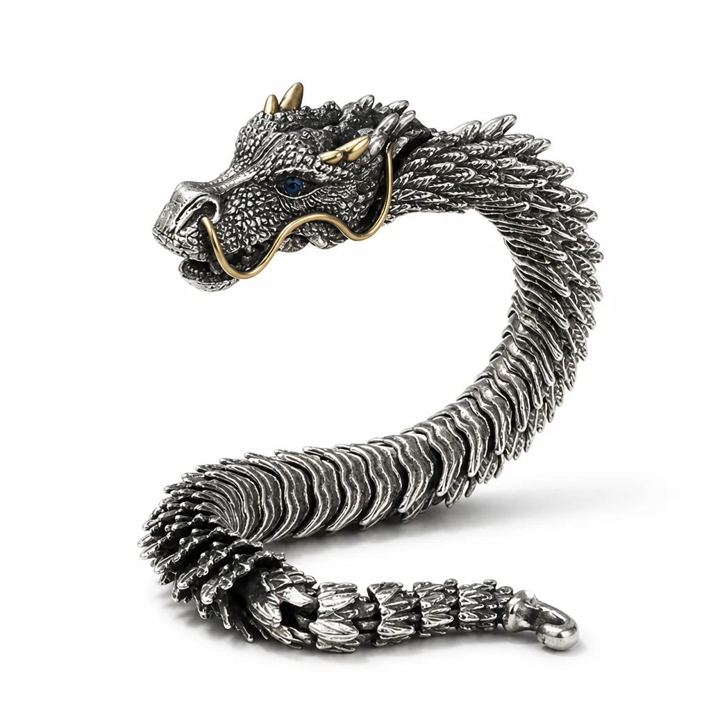 Bracelet Dragon Design Silver Comfortable Fit