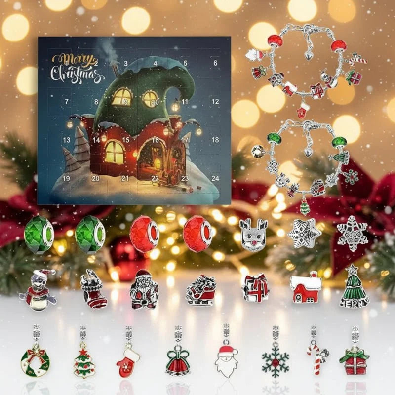 Bracelet Making Kit Christmas Charm 24-Day Advent Calendar