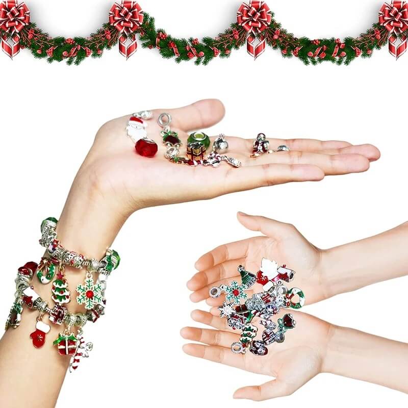 Bracelet Making Kit Christmas Charm 24-Day Advent Calendar