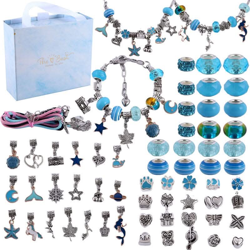 Bracelet Making Kit Sparkling Beads Charms Adjustable Cords