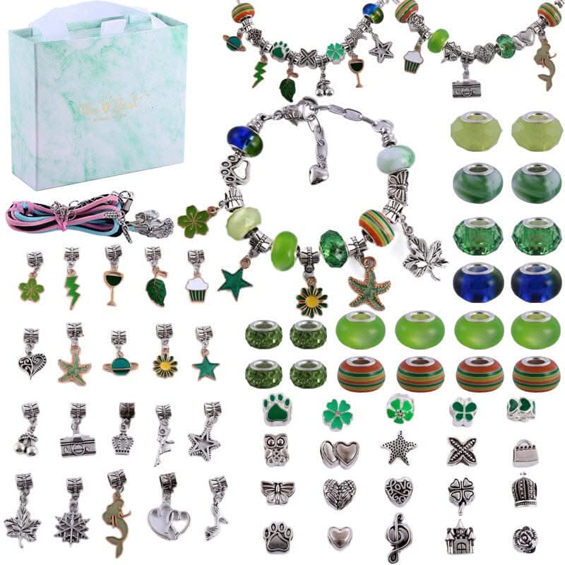 Bracelet Making Kit Sparkling Beads Charms Adjustable Cords