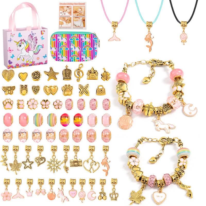 Bracelet Making Kit Sparkling Beads Charms Adjustable Cords