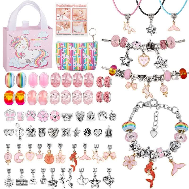 Bracelet Making Kit Sparkling Beads Charms Adjustable Cords