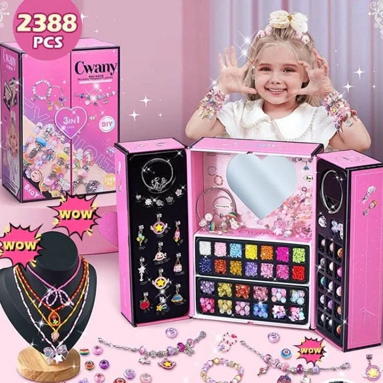 Bracelet Making Kit Sparkling Beads Charms Adjustable Cords