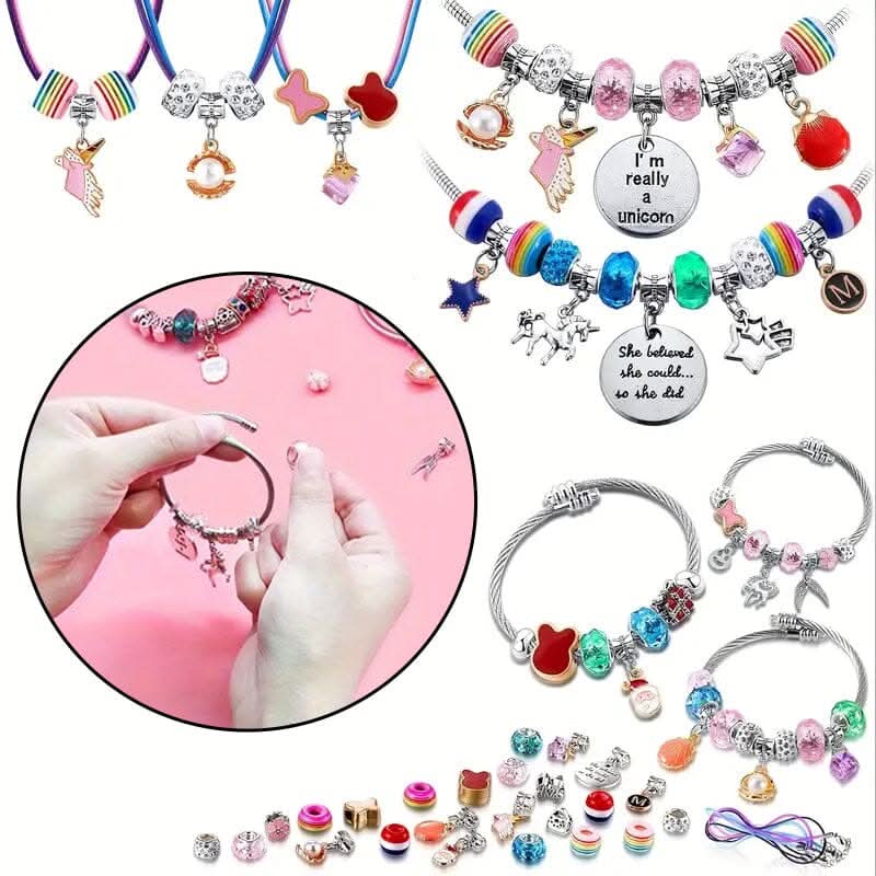 Bracelet Making Kit Sparkling Beads Charms Adjustable Cords